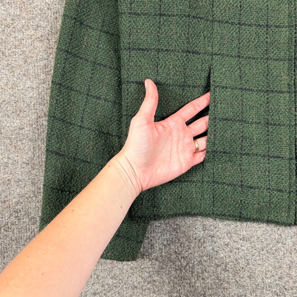 Vintage Green Grid Check Plaid Full Zip Jacket Women’s 12 Preppy Retro 90s Y2K - Picture 6 of 13